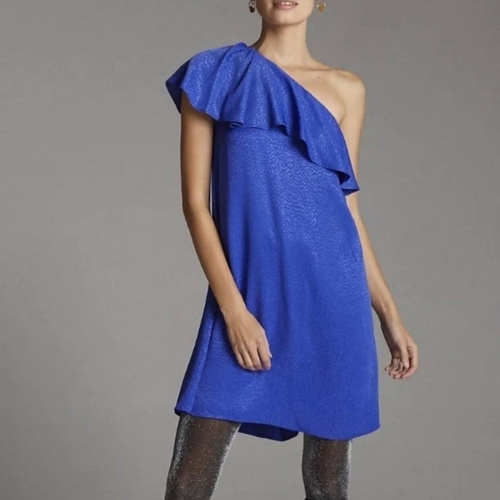 Anthropologie Blue One Shoulder Dress- NWT